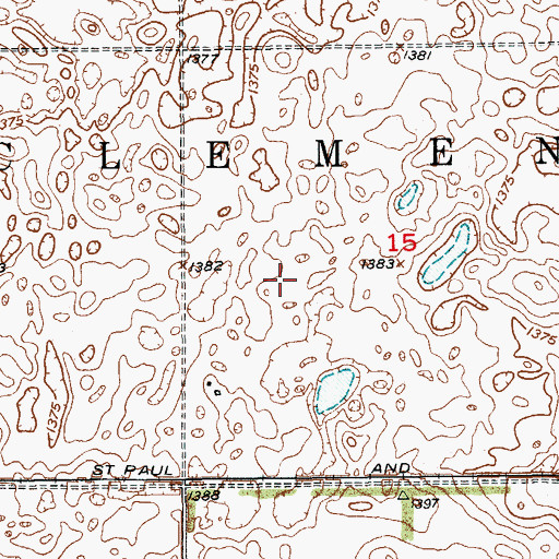 Topographic Map of Township of Clement, ND