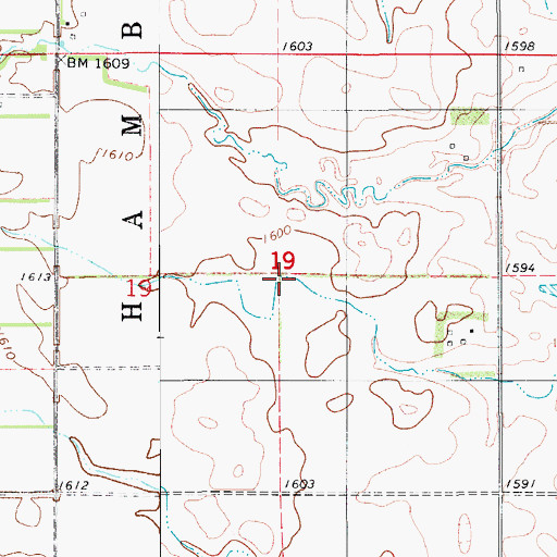 Topographic Map of Township of Shelby, ND