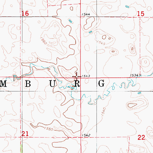 Topographic Map of Township of Hamburg, ND
