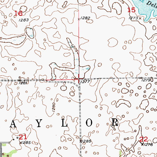 Topographic Map of Township of Taylor, ND