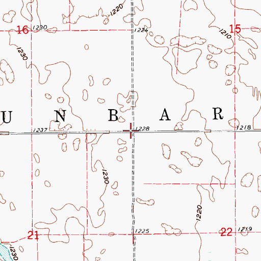 Topographic Map of Township of Dunbar, ND