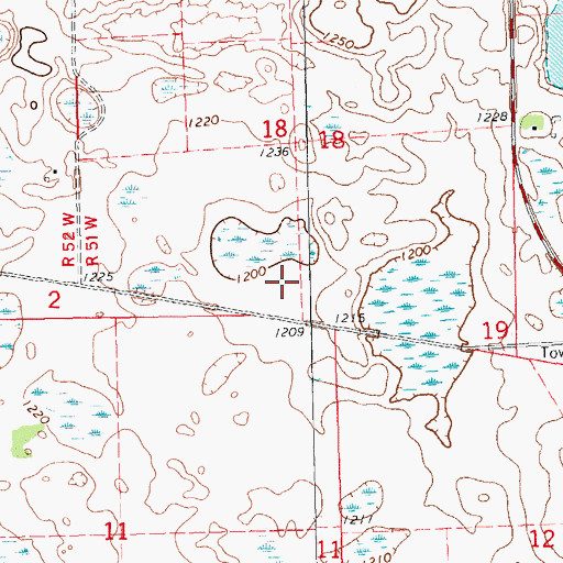 Topographic Map of Township of Duerr, ND
