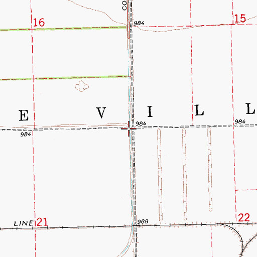 Topographic Map of Township of Devillo, ND