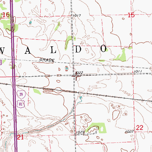 Topographic Map of Township of Waldo, ND