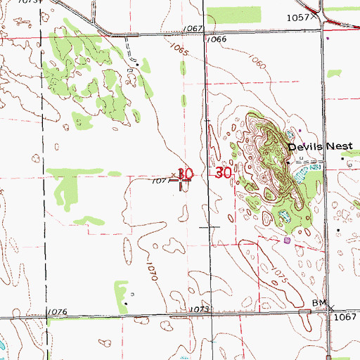 Topographic Map of Township of Brightwood (historical), ND