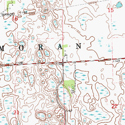 Topographic Map of Township of Moran, ND