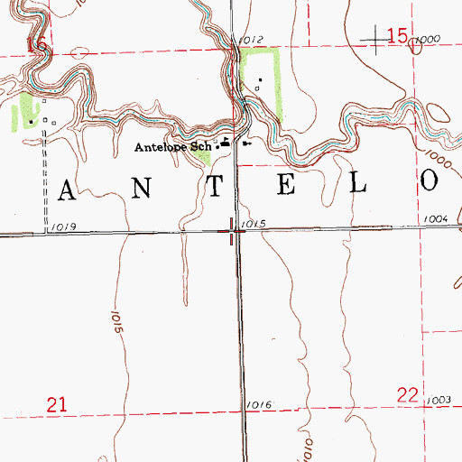 Topographic Map of Township of Antelope, ND