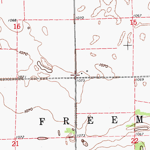 Topographic Map of Township of Freeman, ND