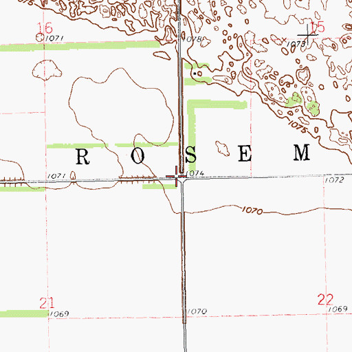 Topographic Map of Township of Rosemeade, ND