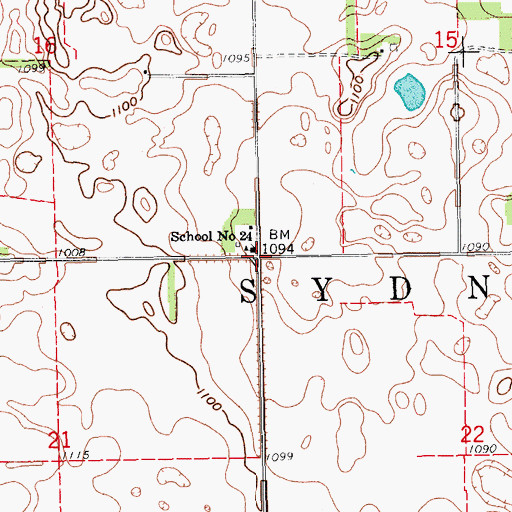 Topographic Map of Township of Sydna, ND
