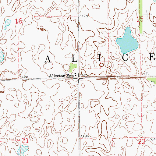 Topographic Map of Township of Aliceton, ND
