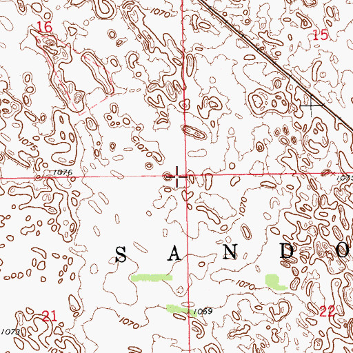 Topographic Map of Township of Sandoun, ND