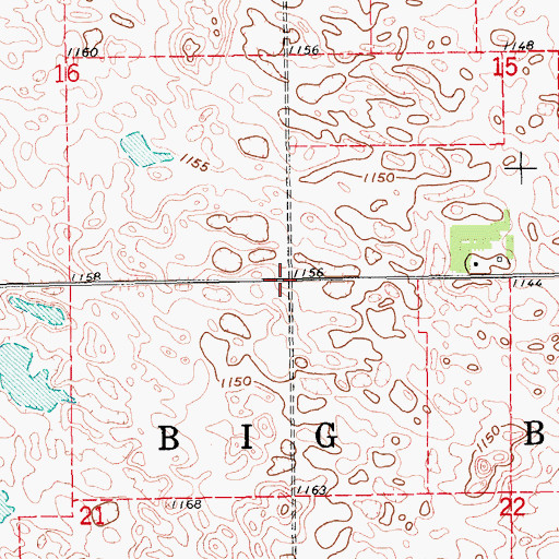 Topographic Map of Township of Big Bend, ND