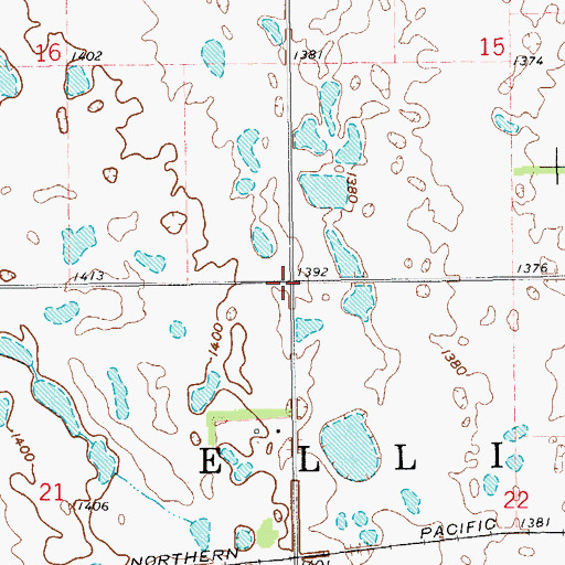Topographic Map of Township of Elliott, ND