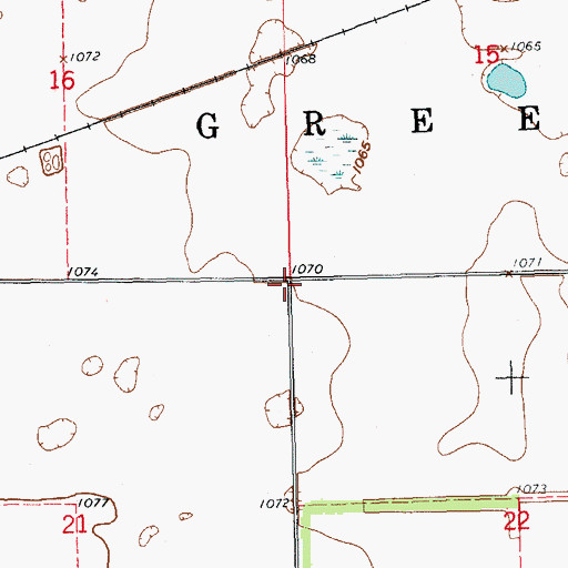 Topographic Map of Township of Greene, ND