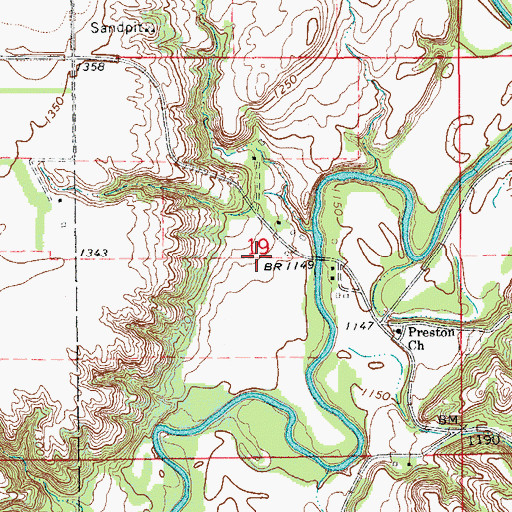 Topographic Map of Township of Bear Creek, ND