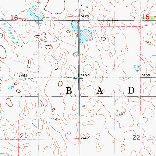 Topographic Map of Township of Badger, ND