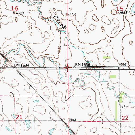 Topographic Map of Township of Bluebird, ND
