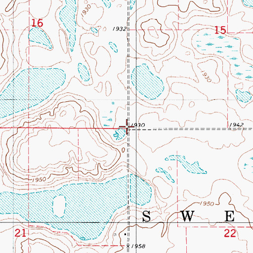 Topographic Map of Township of Swede, ND