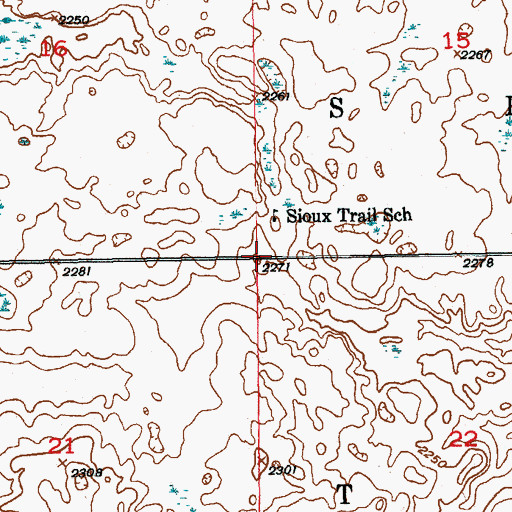 Topographic Map of Township of Sioux Trail, ND