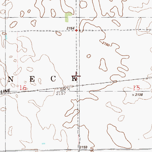 Topographic Map of Township of Gooseneck, ND