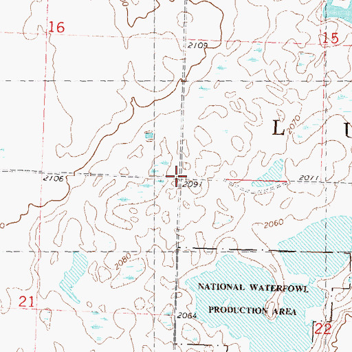 Topographic Map of Township of Lund, ND