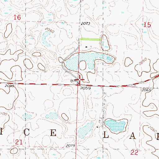 Topographic Map of Township of Rice Lake, ND