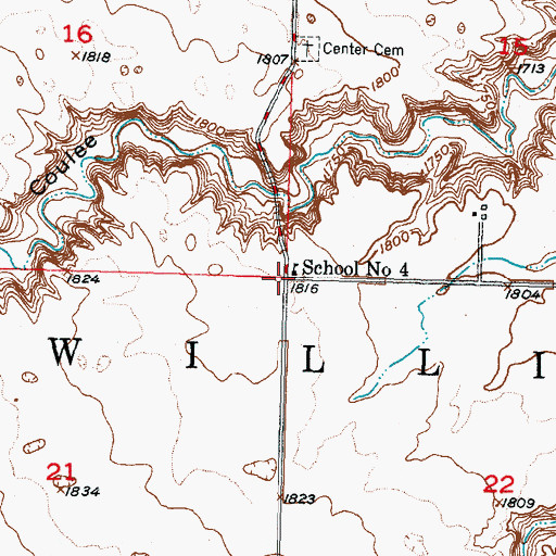 Topographic Map of Township of Willis, ND