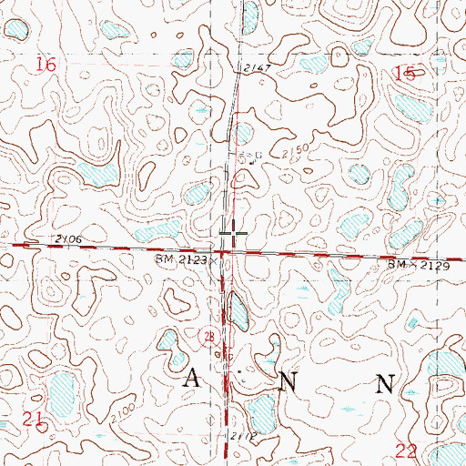 Topographic Map of Township of Anna, ND