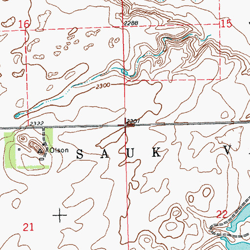 Topographic Map of Township of Sauk Valley, ND