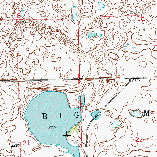 Topographic Map of Township of Big Meadow, ND