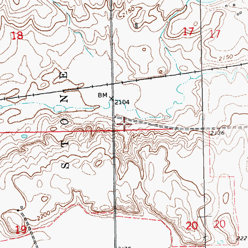 Topographic Map of Township of Stone, ND