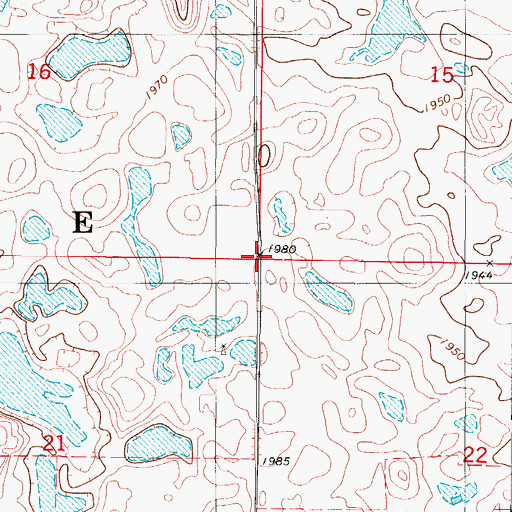 Topographic Map of Township of Peace, ND