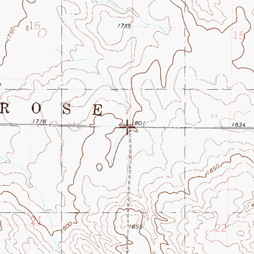 Topographic Map of Township of Wild Rose, ND