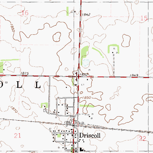 Topographic Map of Township of Driscoll, ND