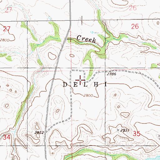 Topographic Map of Township of Dehli, ND