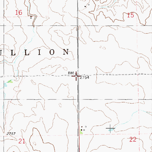 Topographic Map of Township of Bullion, ND