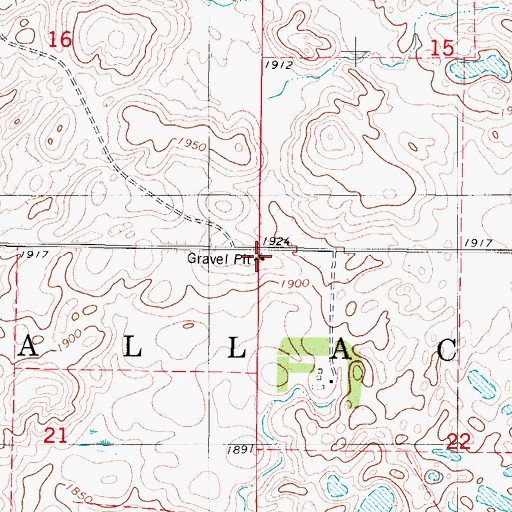 Topographic Map of Township of Wallace, ND