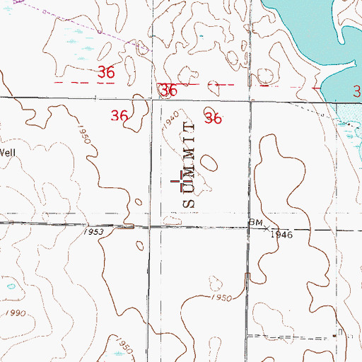 Topographic Map of Township of Summit, ND