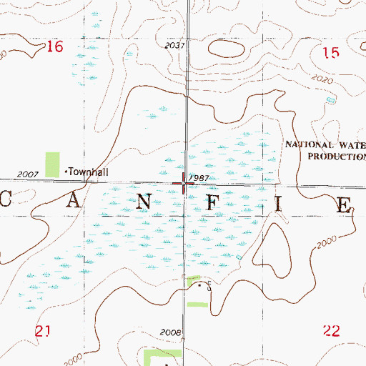 Topographic Map of Township of Canfield, ND