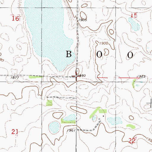 Topographic Map of Township of Boone, ND