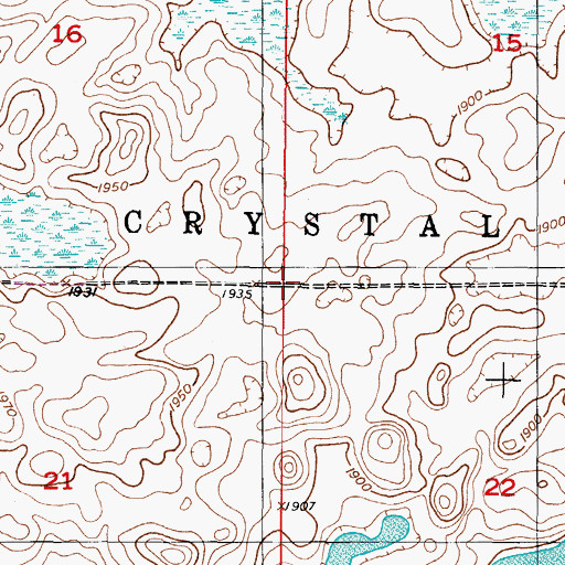 Topographic Map of Township of Crystal Lake, ND