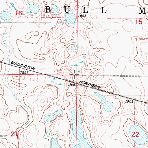 Topographic Map of Township of Bull Moose, ND