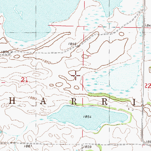 Topographic Map of Township of Harriet, ND