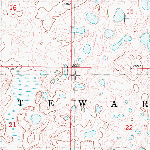 Topographic Map of Township of Stewart, ND