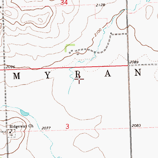 Topographic Map of Township of Myran, ND