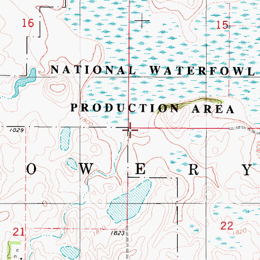 Topographic Map of Township of Lowery, ND