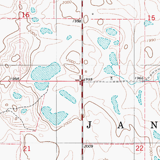 Topographic Map of Township of Janke, ND