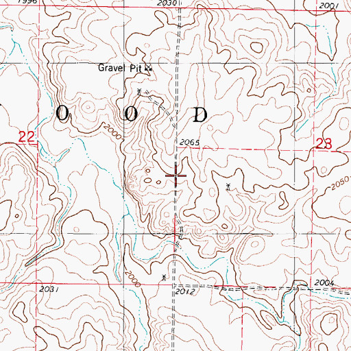 Topographic Map of Township of Wood, ND