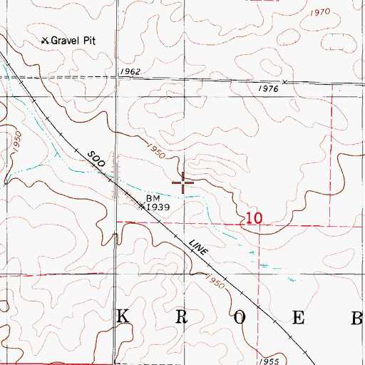 Topographic Map of Township of Kroeber, ND